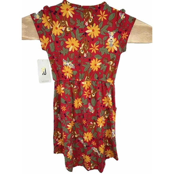 LulaRoe Disney Mae 10‎ Dress Pockets Bambi Thumper Floral Flowers Rare NWT - Picture 3 of 8